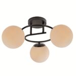 Lustră cu 3 Globuri Opale, Suport Negru – 6530/3BK