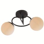 Lustră cu 2 globuri opale, soclu E27, negru mat – 6530/2BK