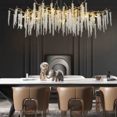 Candelabru Cristal cu Ramuri Aurii 1200mm