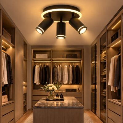 Spot Tavan LED cu 3 Spoturi Orientabile – CH8003-3 BK